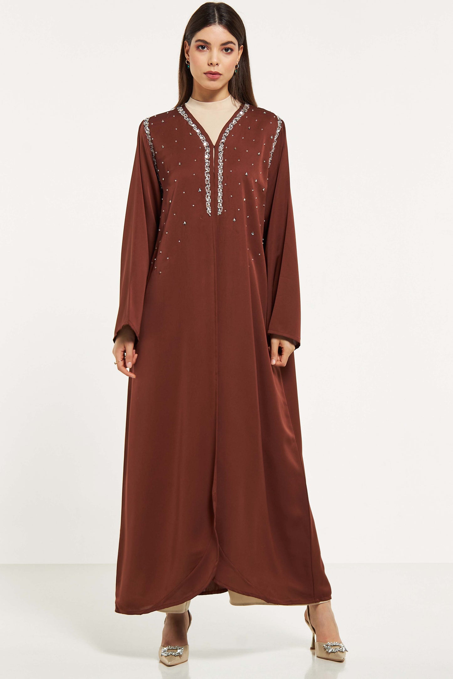 MOiSTREET Embellished Abaya with Sheila (8044665012451)