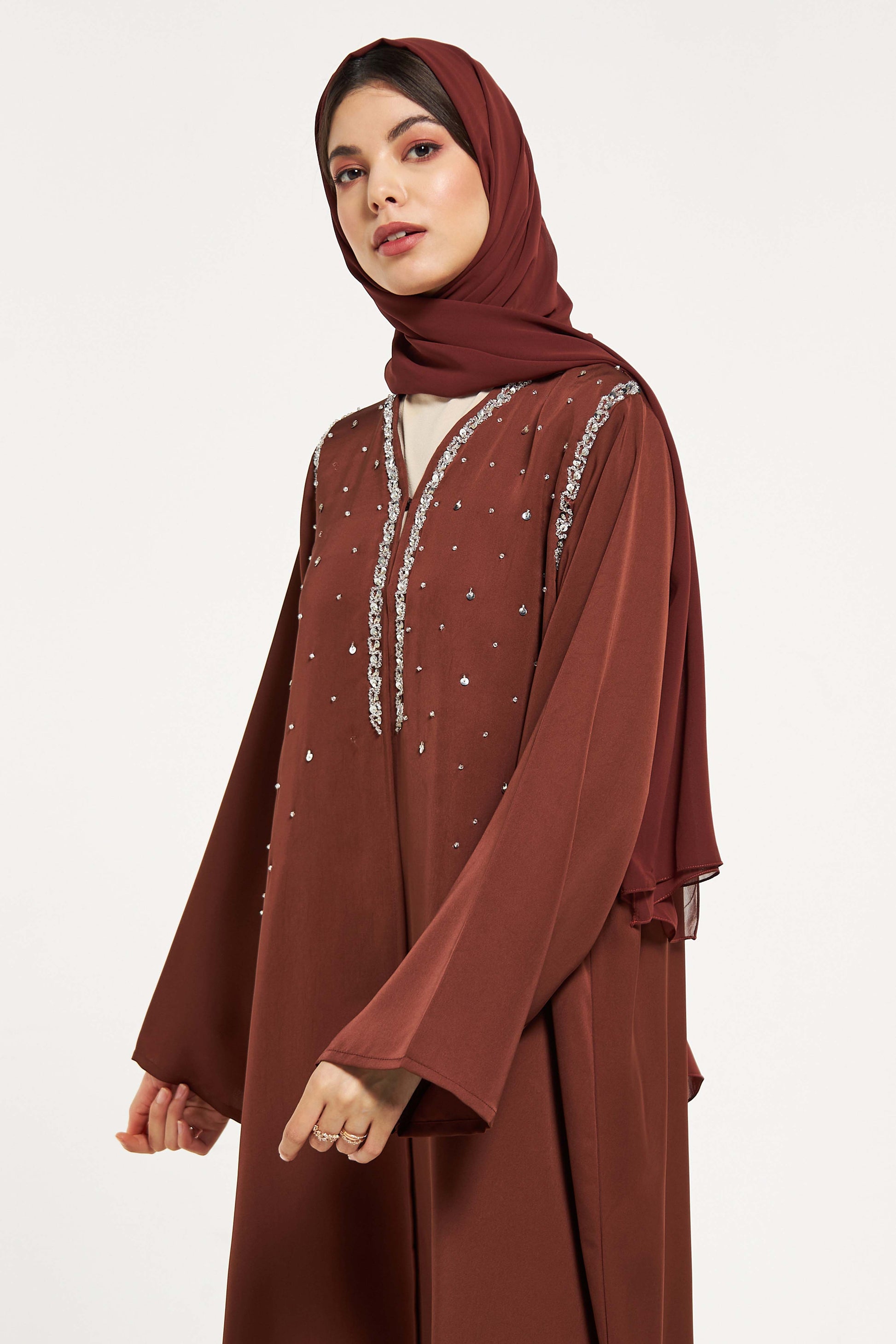 MOiSTREET Embellished Abaya with Sheila (8044665012451)