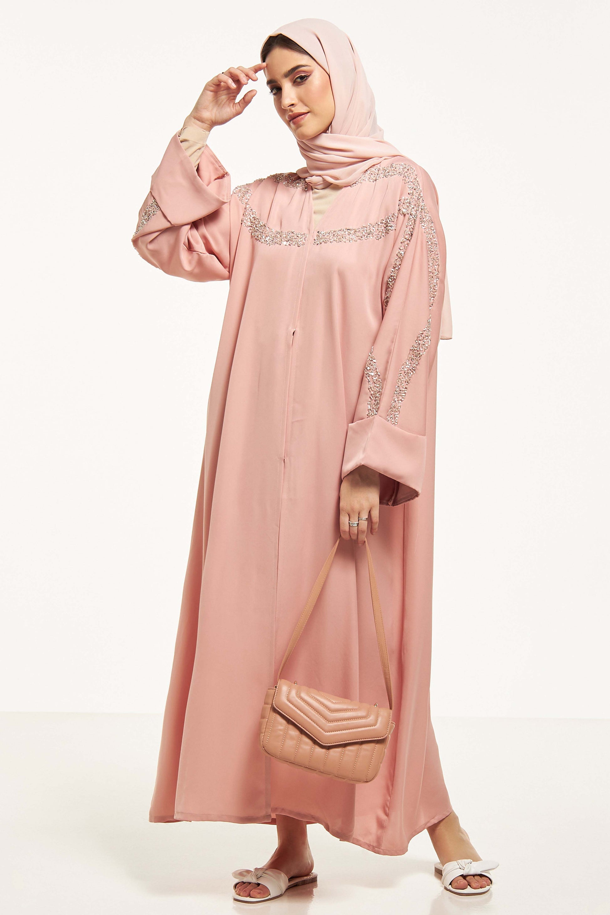 MOiSTREET Embellished Abaya with Sheila (8044670025955)