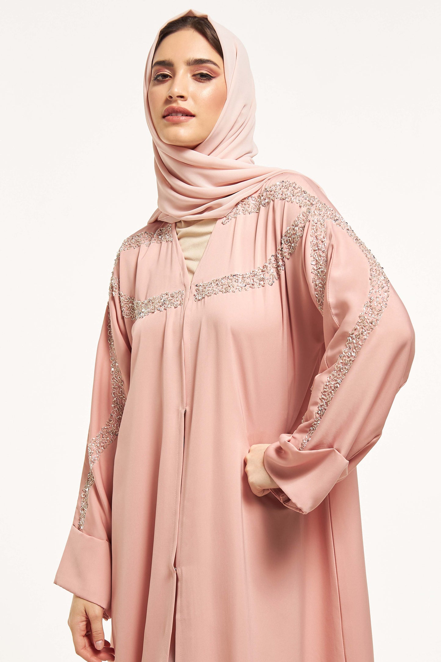 MOiSTREET Embellished Abaya with Sheila (8044670025955)