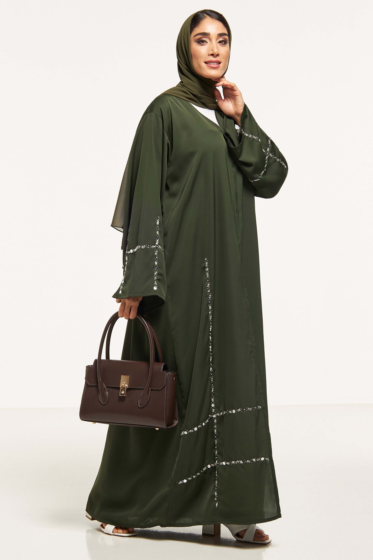 MOiSTREET Embellished Abaya with Sheila (8044671205603)