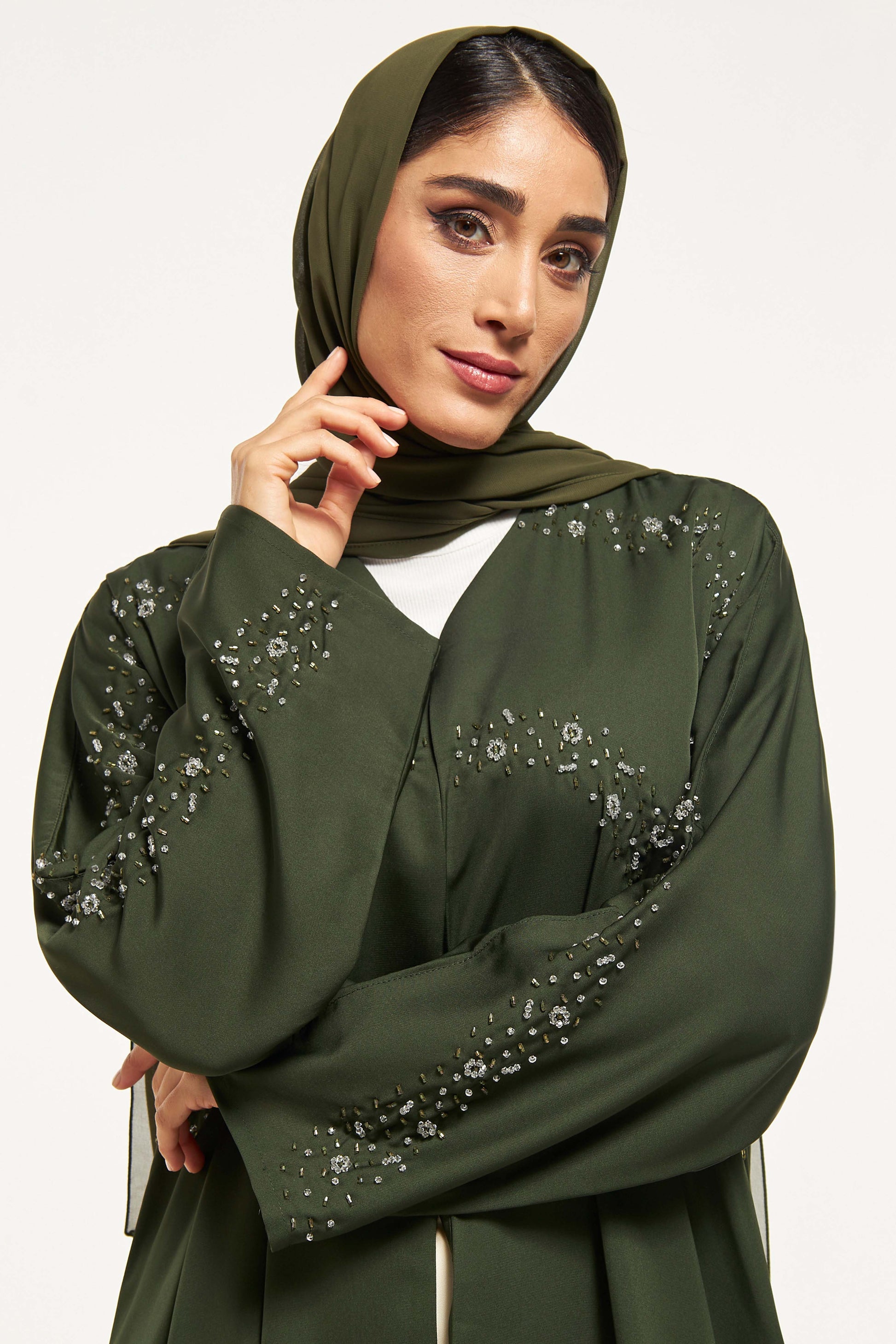 MOiSTREET Embellished Abaya with Sheila (8044671205603)