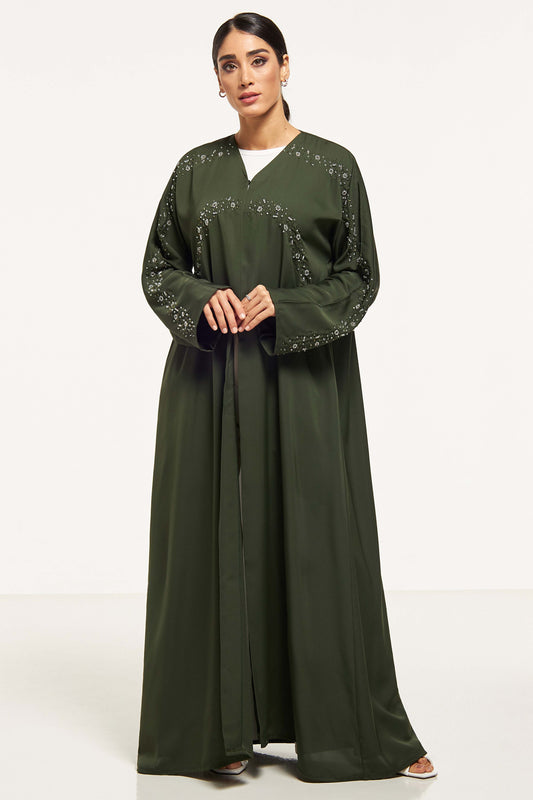 MOiSTREET Embellished Abaya with Sheila (8044671205603)