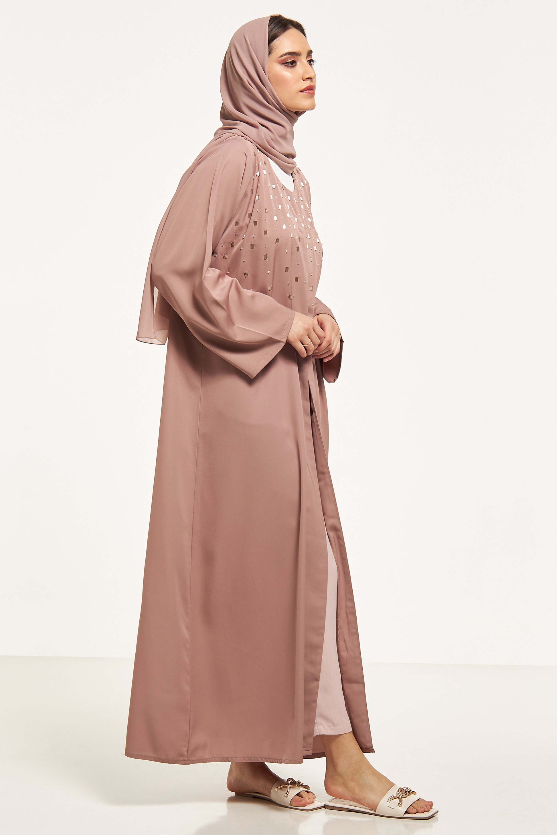 MOiSTREET Embellished Abaya with Sheila (8044674973923)