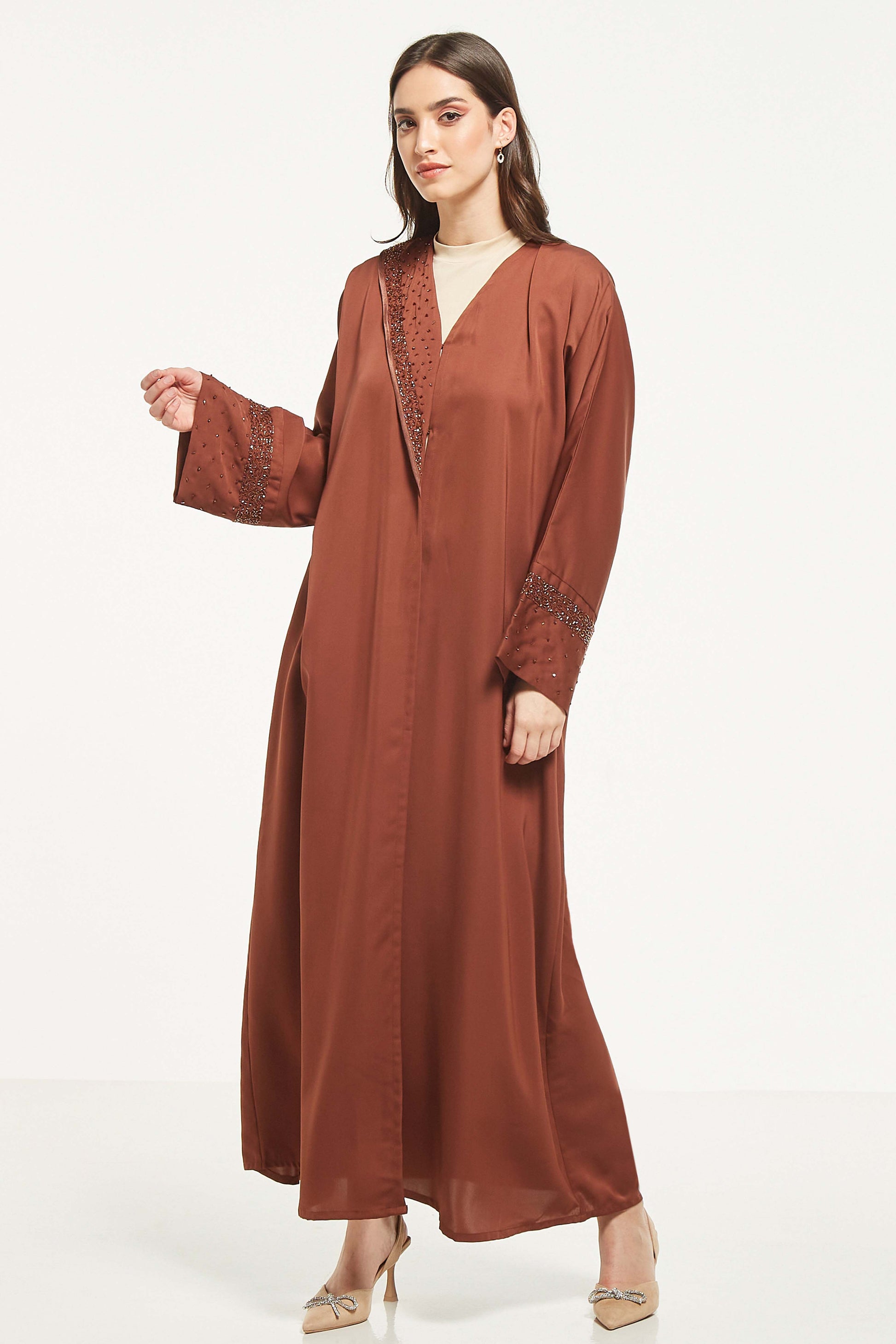 MOiSTREET Embellished Abaya with Sheila (8044675334371)