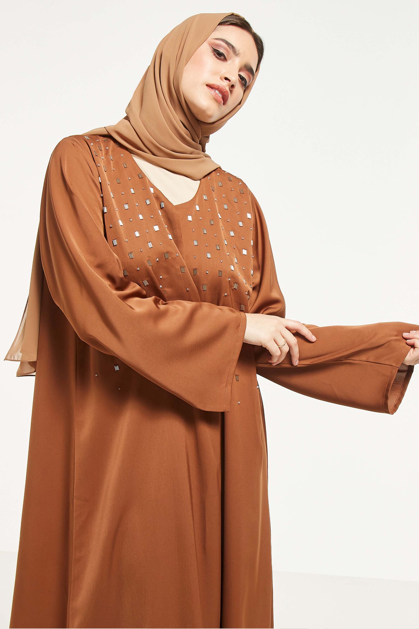 MOiSTREET Embellished Abaya with Sheila (8044676808931)