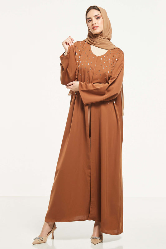 MOiSTREET Embellished Abaya with Sheila (8044676808931)