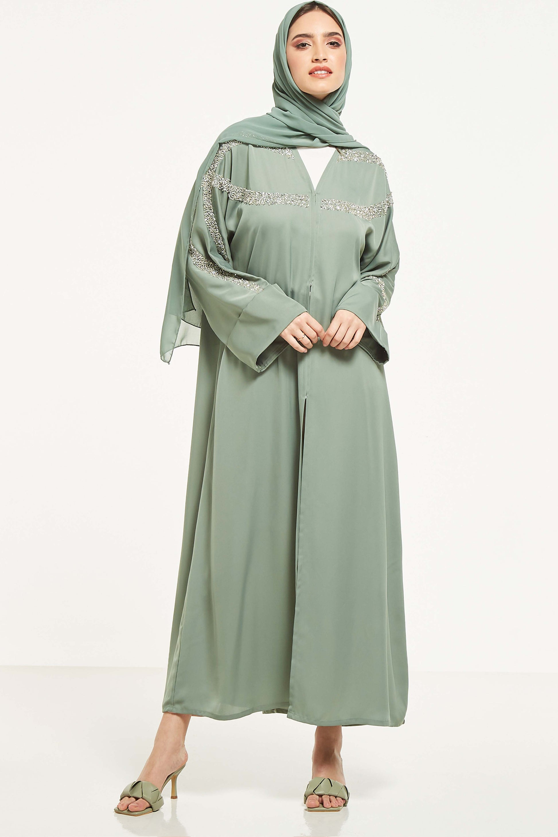 MOiSTREET Embellished Abaya with Sheila (8044680937699)