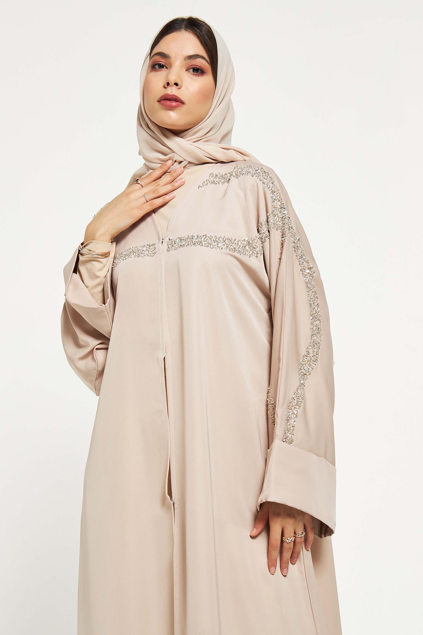 MOiSTREET Embellished Abaya with Sheila (8044683428067)