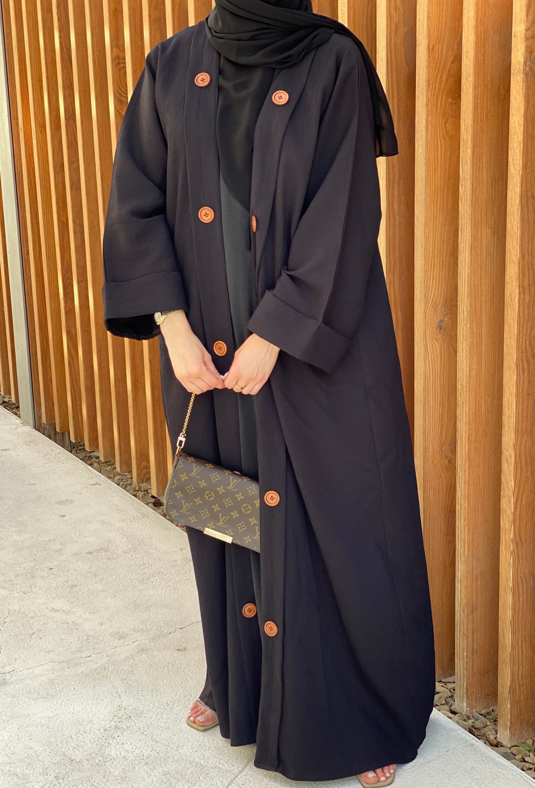 MOISTREET Black Abaya Set Comes with Under Dress and Sheila (6701420150968)