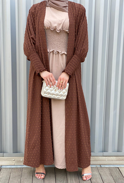 MOiSTREET Brown Abaya Set Comes with under Dress and Sheila (6701419724984)