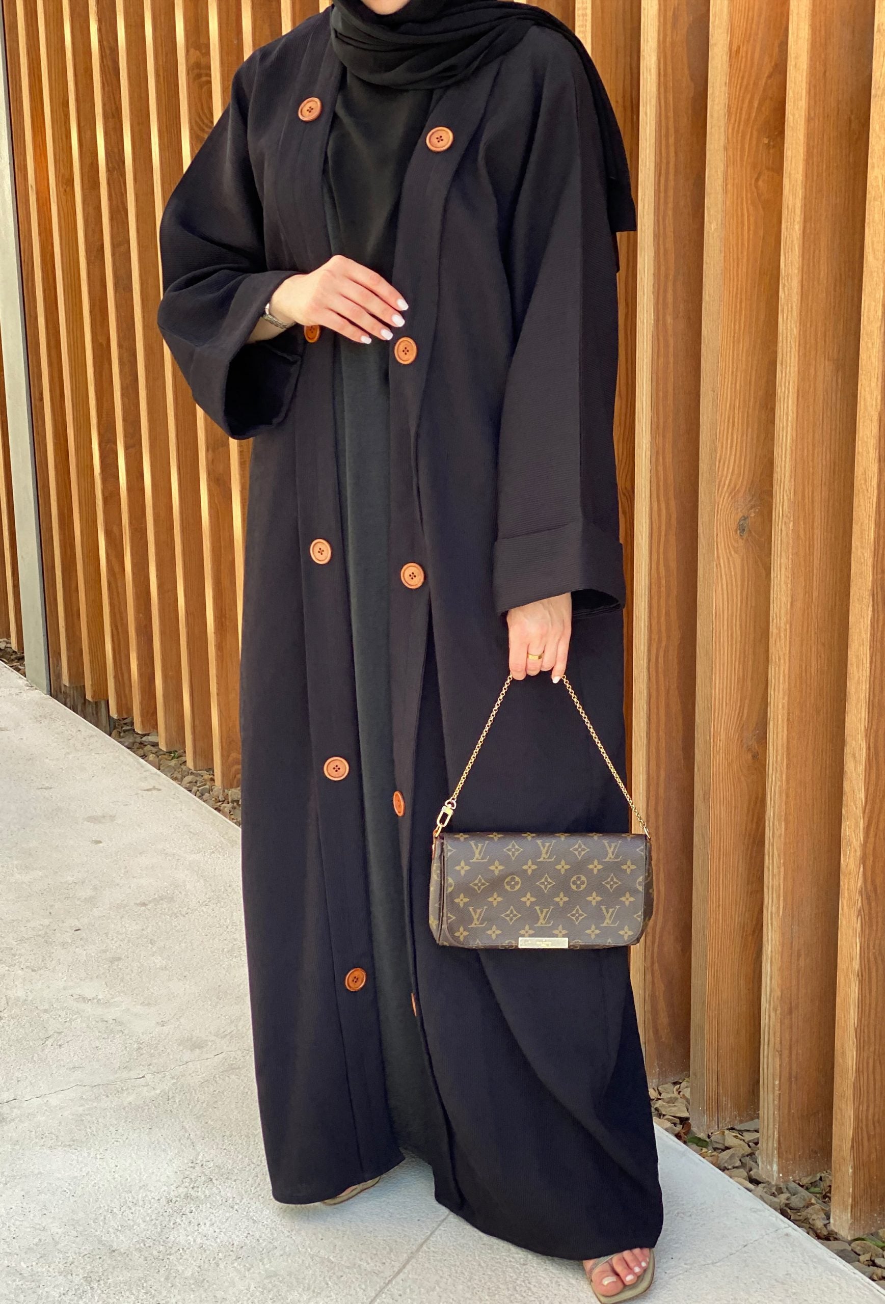 MOISTREET Black Abaya Set Comes with Under Dress and Sheila (6701420150968)