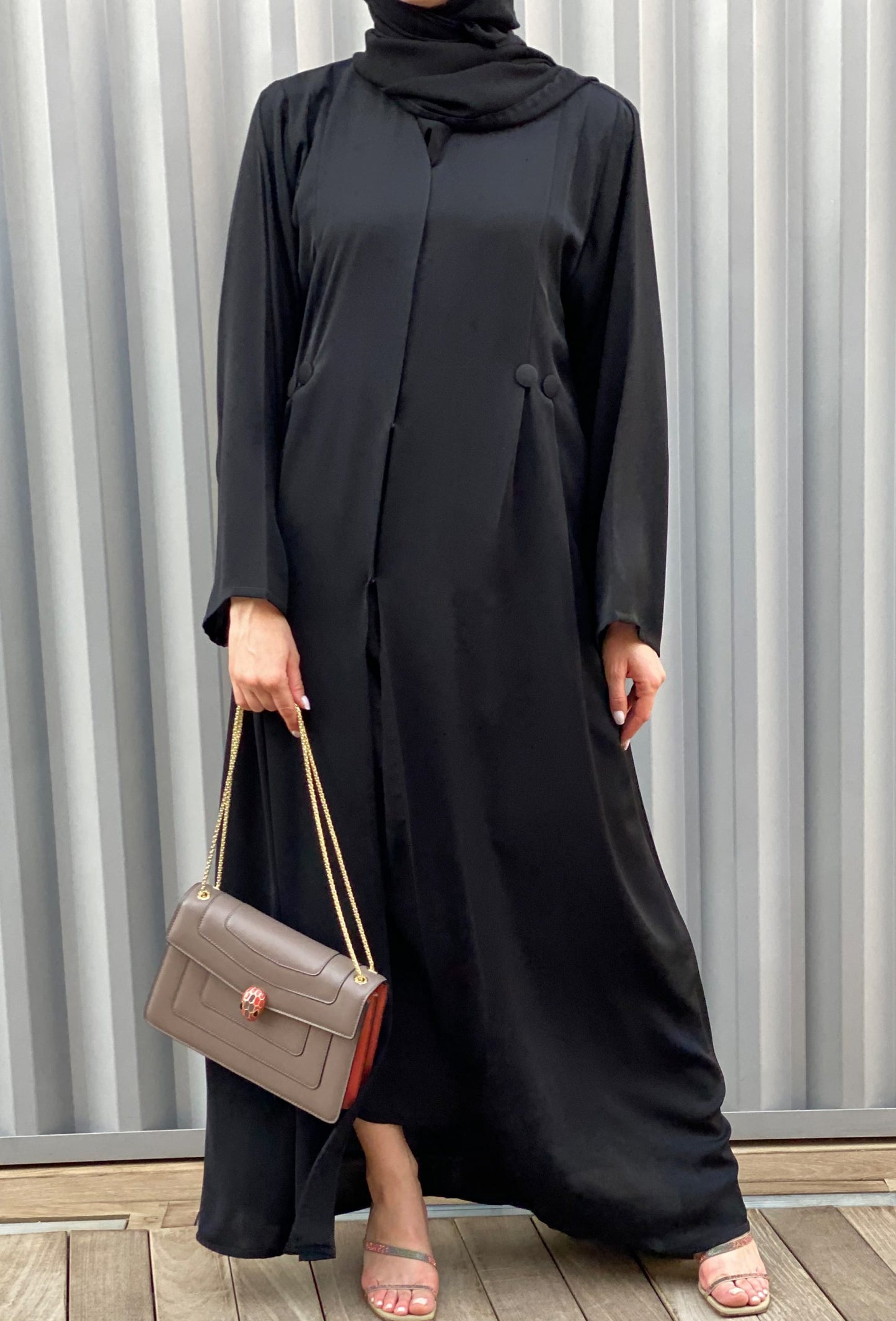 MOiSTREET Black Nada Abaya Set Comes with Under Dress & Sheila (6701419921592)