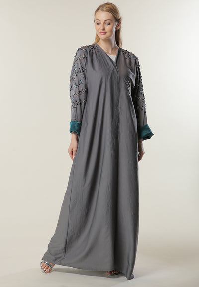 Shop Hand Embroidery Grey Abaya (6701412876472)