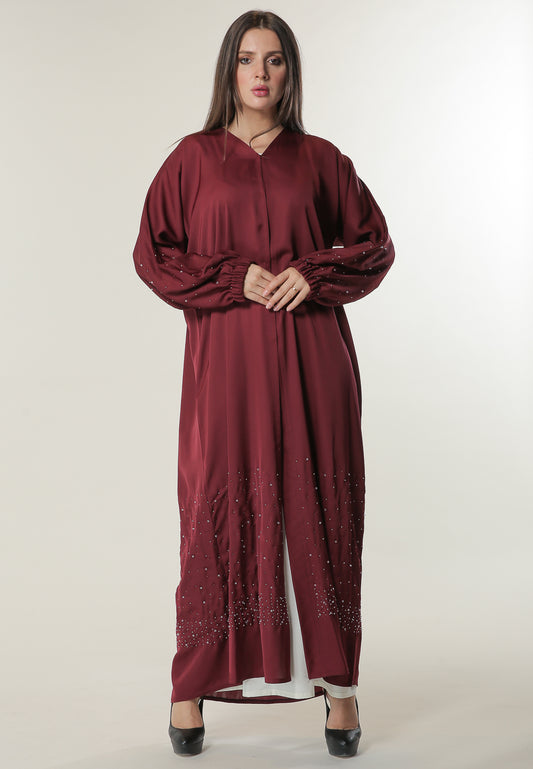 Shop Cherry Abaya with beaded handwork (6701409468600)