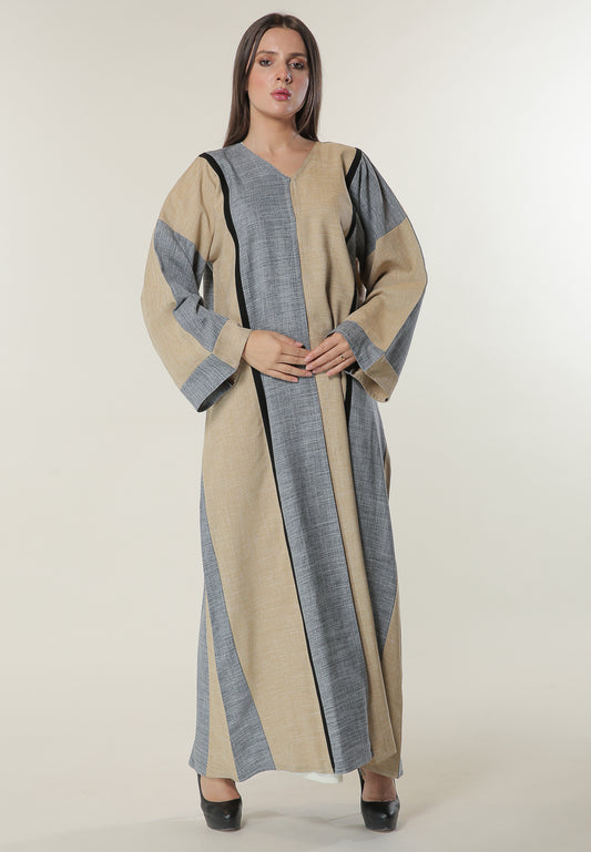Shop Colorblock Casual Abaya (6701409501368)