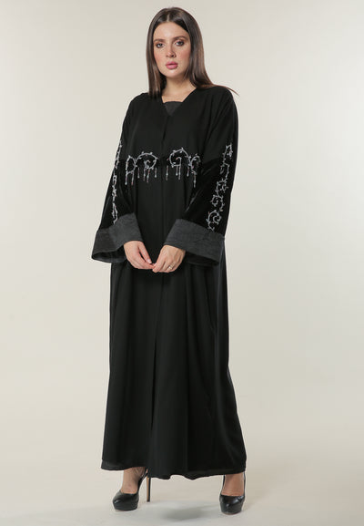 Shop Embellished Black Abaya with Handwork (6701409665208)
