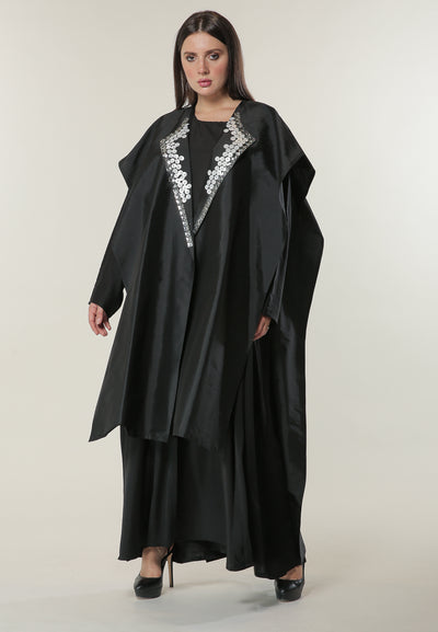 Shop Black Overlay abaya with Handwork (6701415366840)