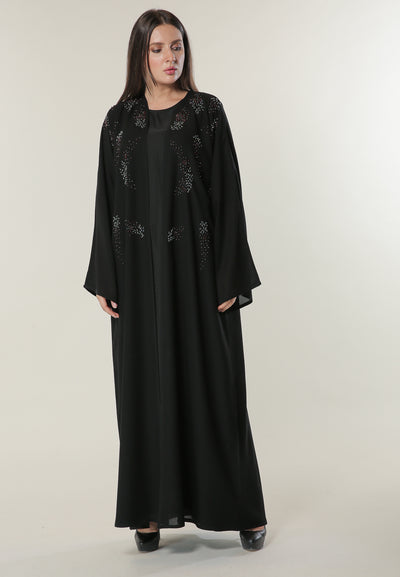 Black Abaya with Abstract Handwork (6701409992888)
