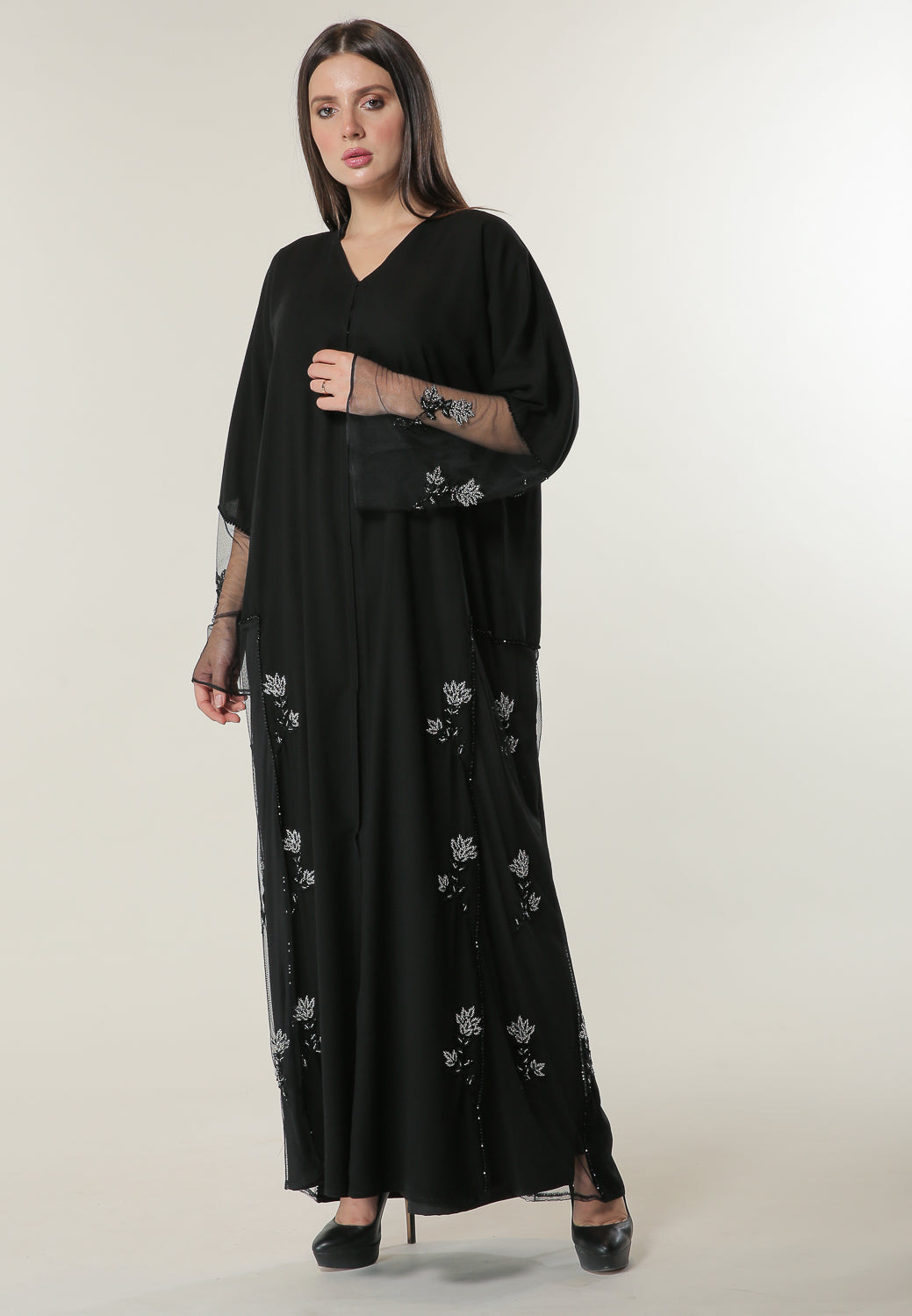 Shop Hand Embroidered Motifs Abaya (6701410287800)