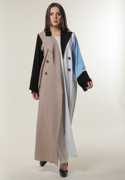 Shop Colorblock Trenchcoat Style Abaya (6701409042616)