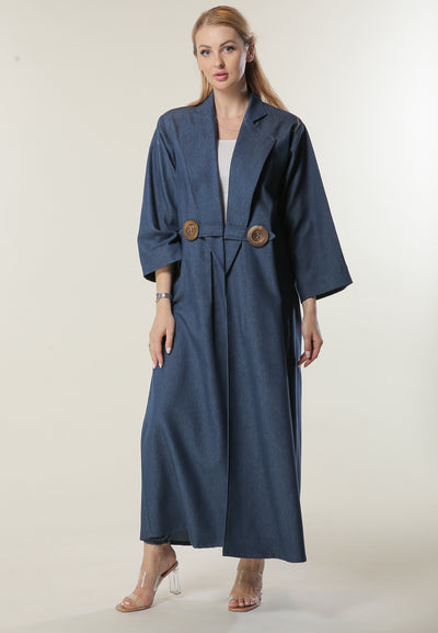 Denim Coat Style Abaya (6701410910392)