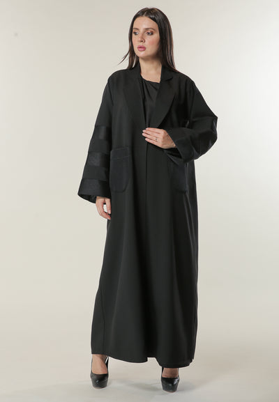 Black Casual Coat Style Abaya (6701411729592)