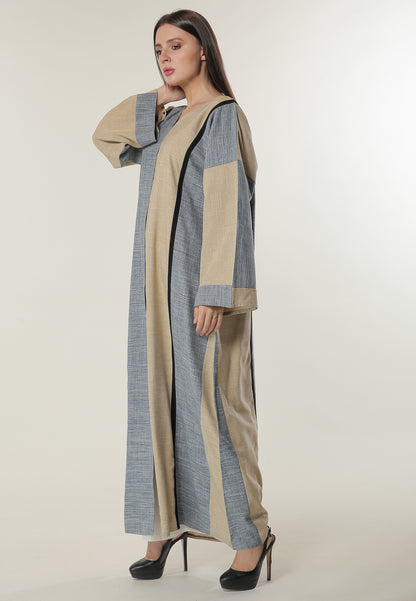 MOiSTREET Colorblock Casual Abaya (6701409501368)