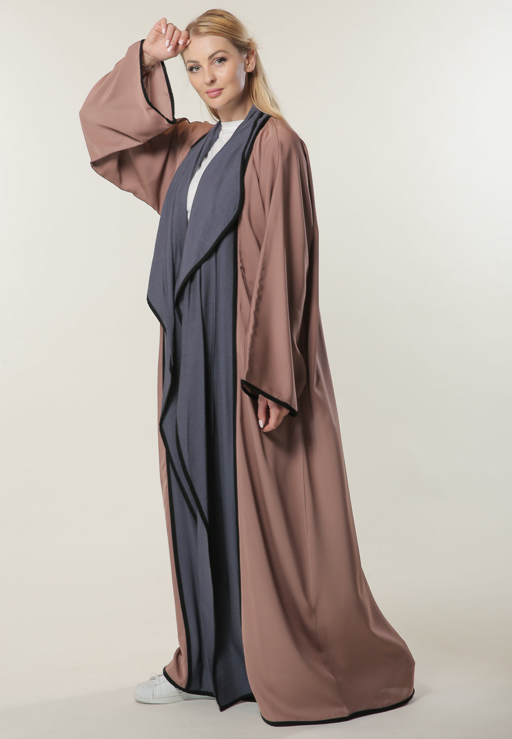 MOiSTREET Casual Colorblock  Abaya (6701415465144)