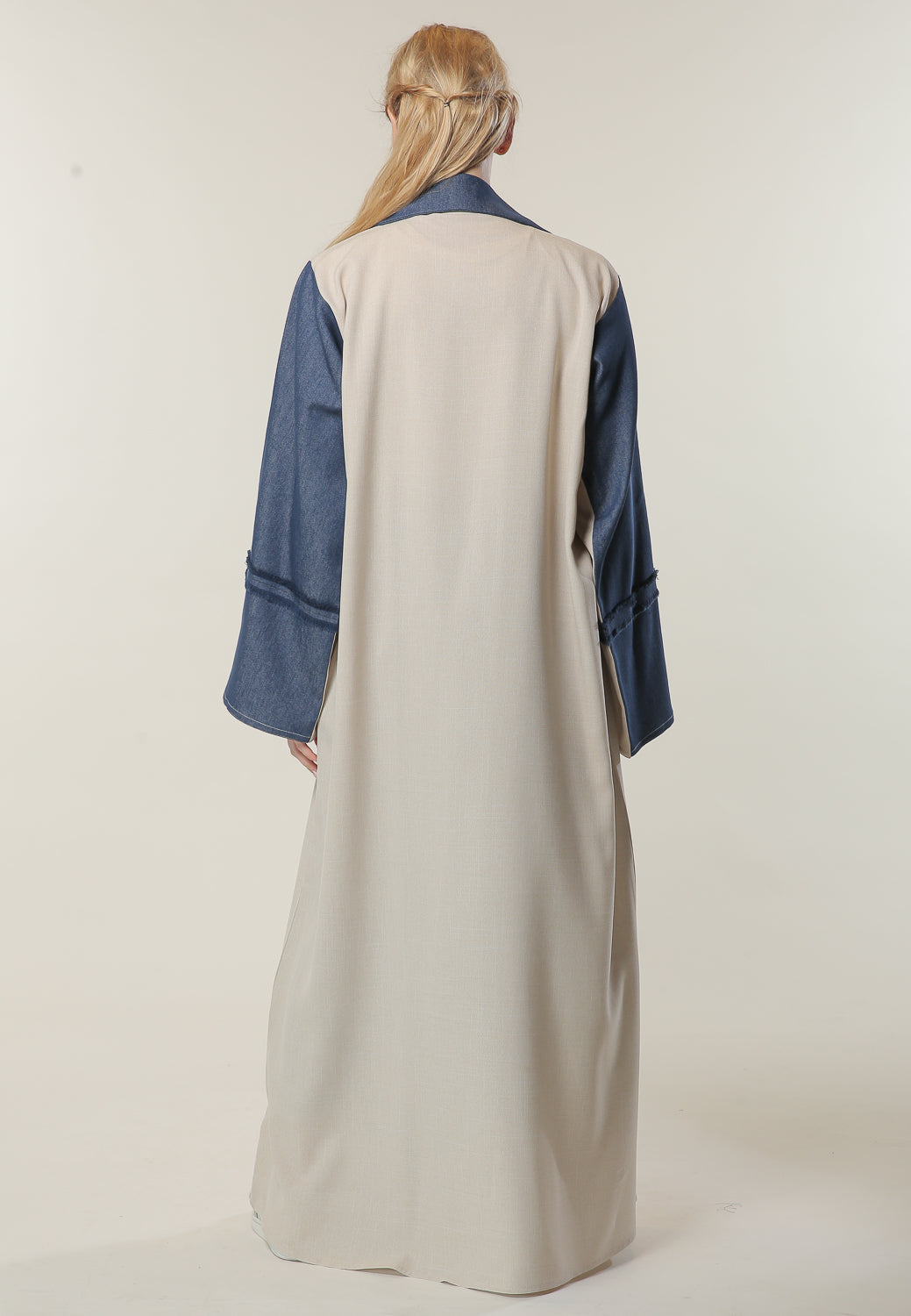 MOiSTREET Denim Collar Beige Casual Abaya (6701409009848)