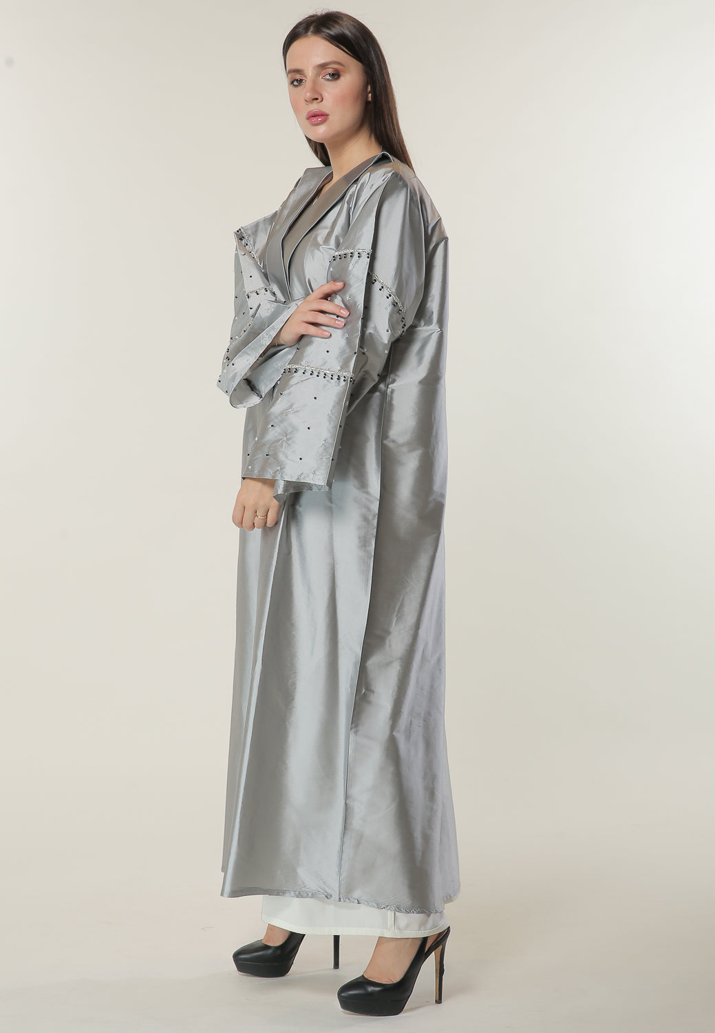 MOiSTREET Silver Formal Abaya (6701409861816)