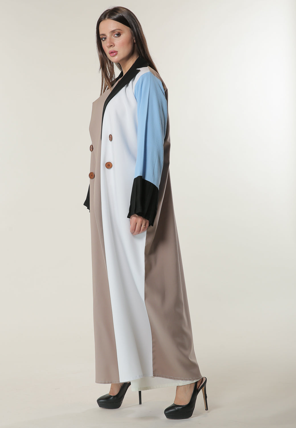 MOiSTREET Colorblock Trenchcoat Style Abaya (6701409042616)