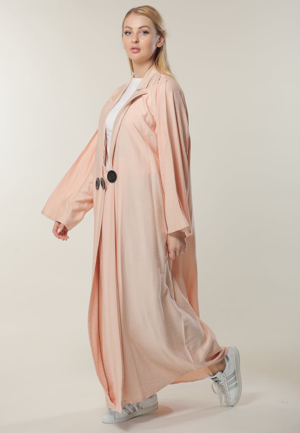 MOiSTREET Light Pink Coat Style Abaya (6701410123960)