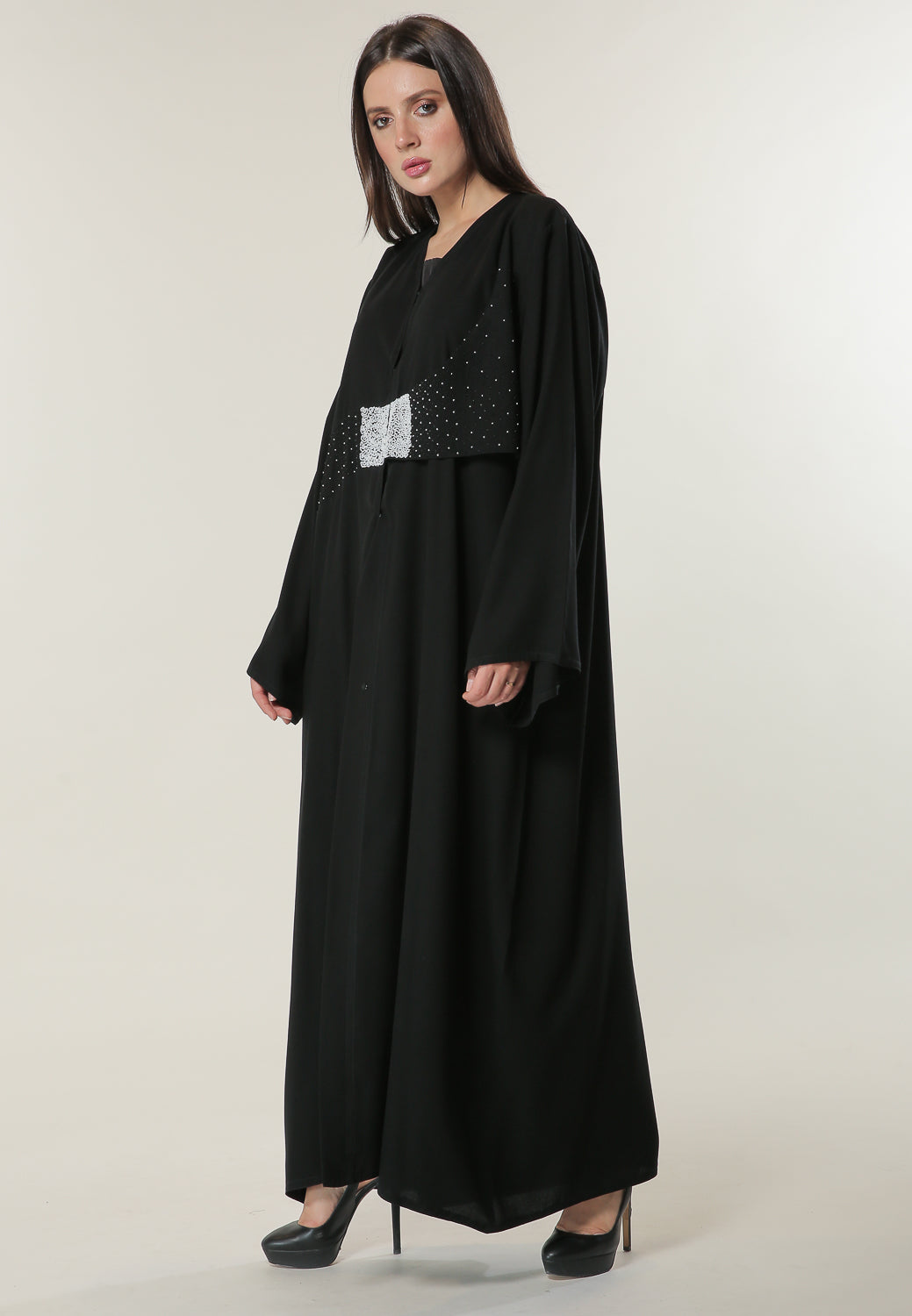 MOiSTREET Black Abaya with Handwork (6701409206456)