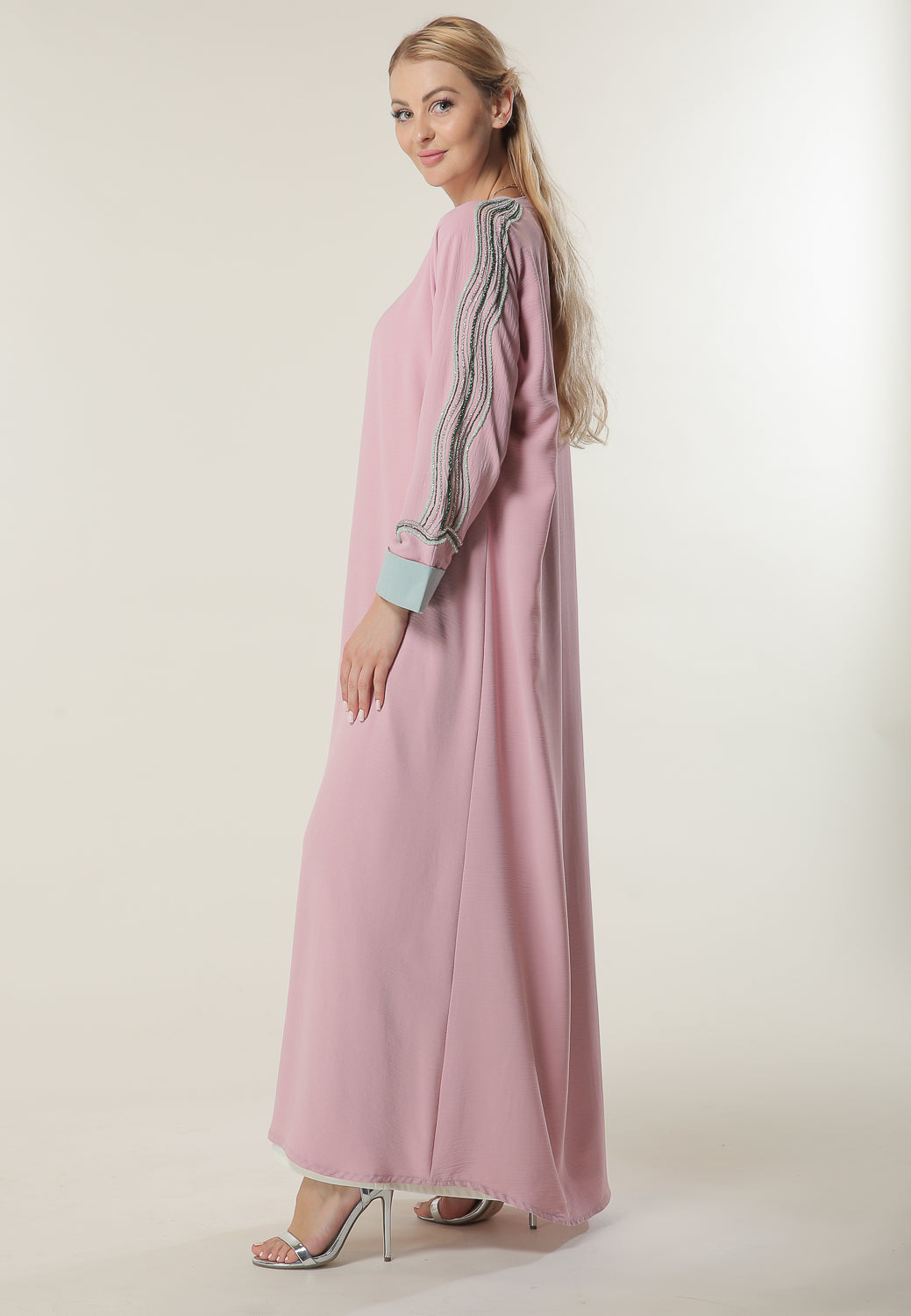 MOiSTREET Pink Embellished Abaya (6701412712632)