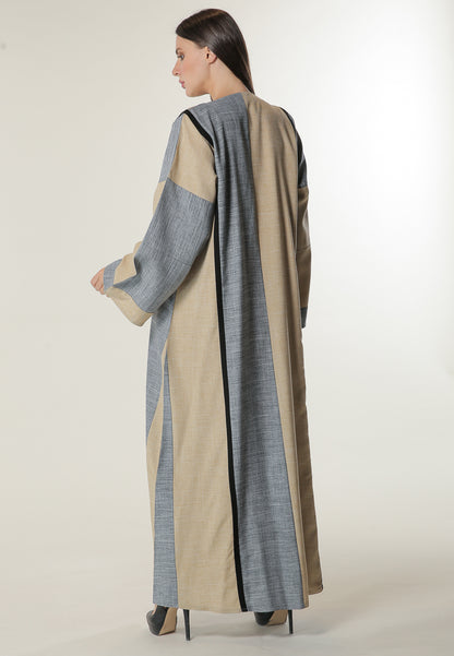 MOiSTREET Colorblock Casual Abaya (6701409501368)