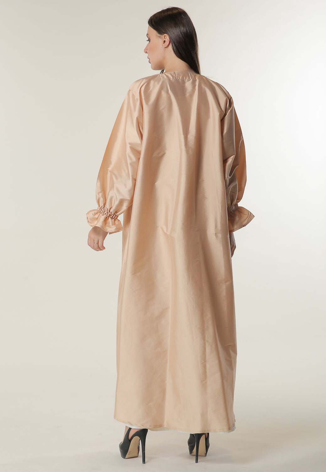 MOiSTREET Peach Abaya Embellished with Handwork (6701409599672)