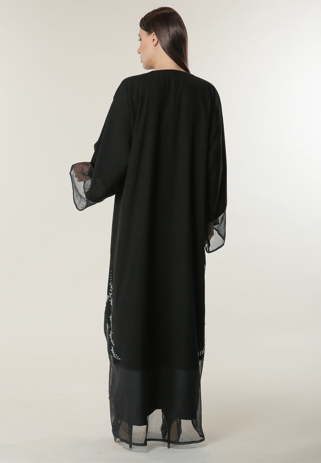 MOiSTREET Black Abaya with Hand Embroidered Motifs (6701409763512)