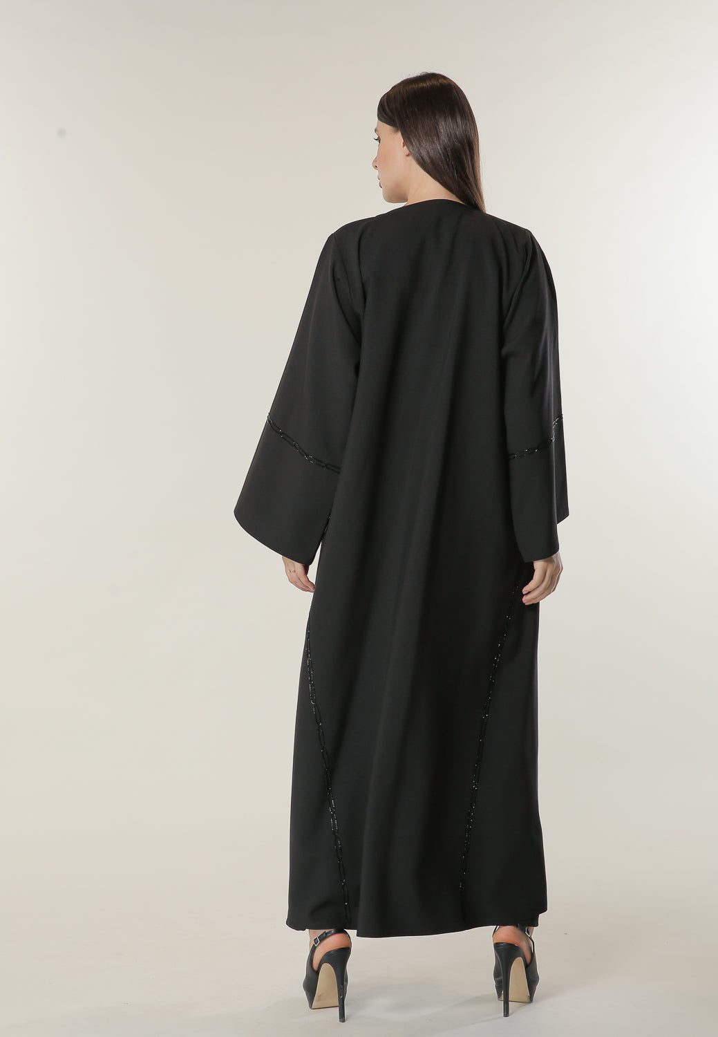 MOiSTREET Black Formal Abaya with Handwork (6701411795128)