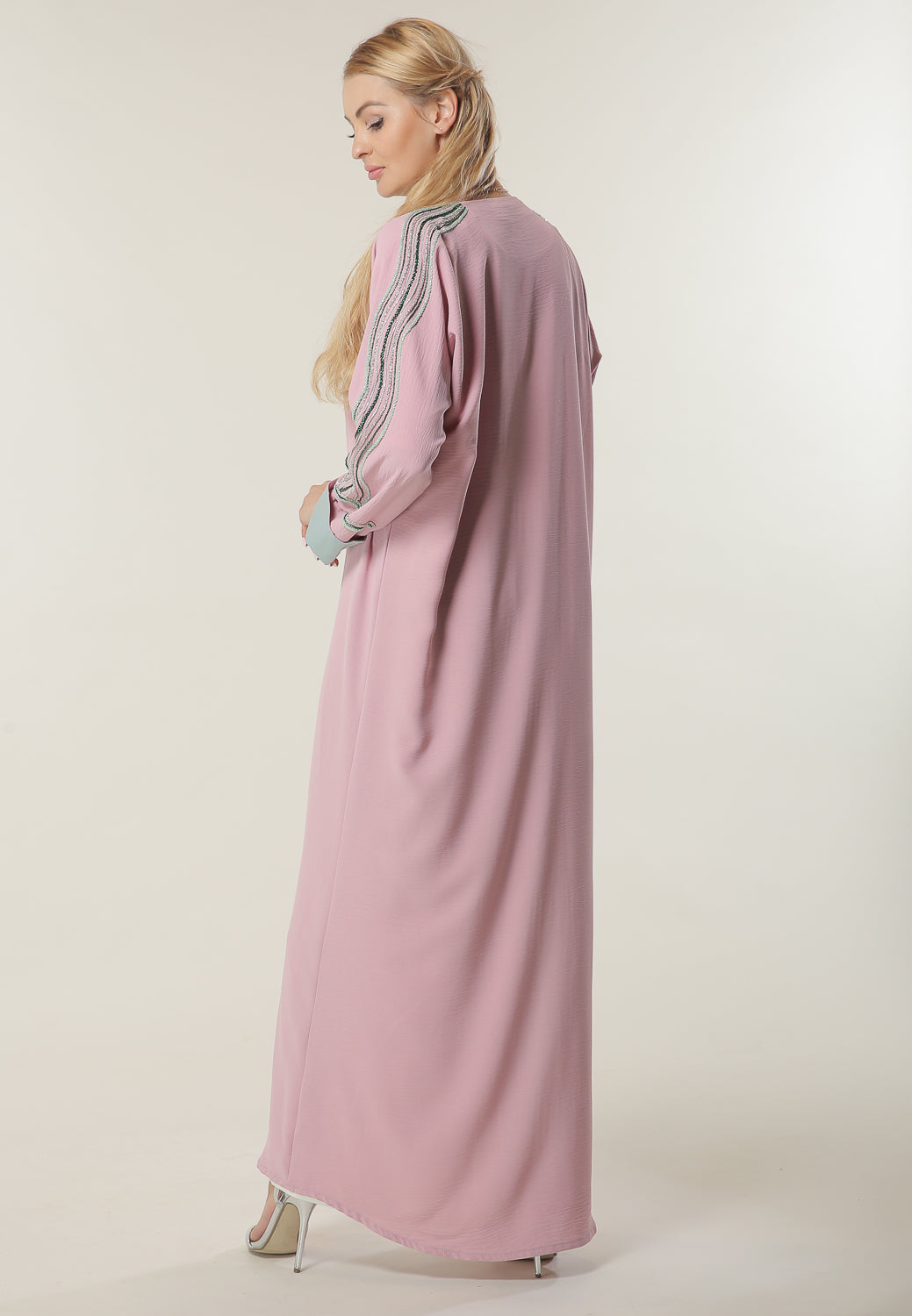 MOiSTREET Pink Embellished Abaya (6701412712632)