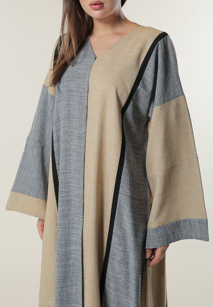 MOiSTREET Colorblock Casual Abaya (6701409501368)