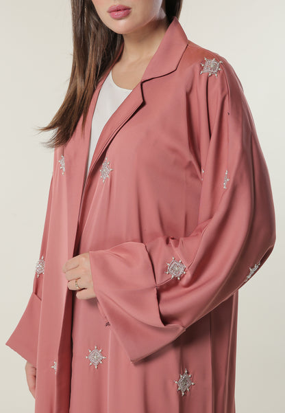 MOiSTREET Pink Abaya with Hand Beaded Motifs (6701409697976)