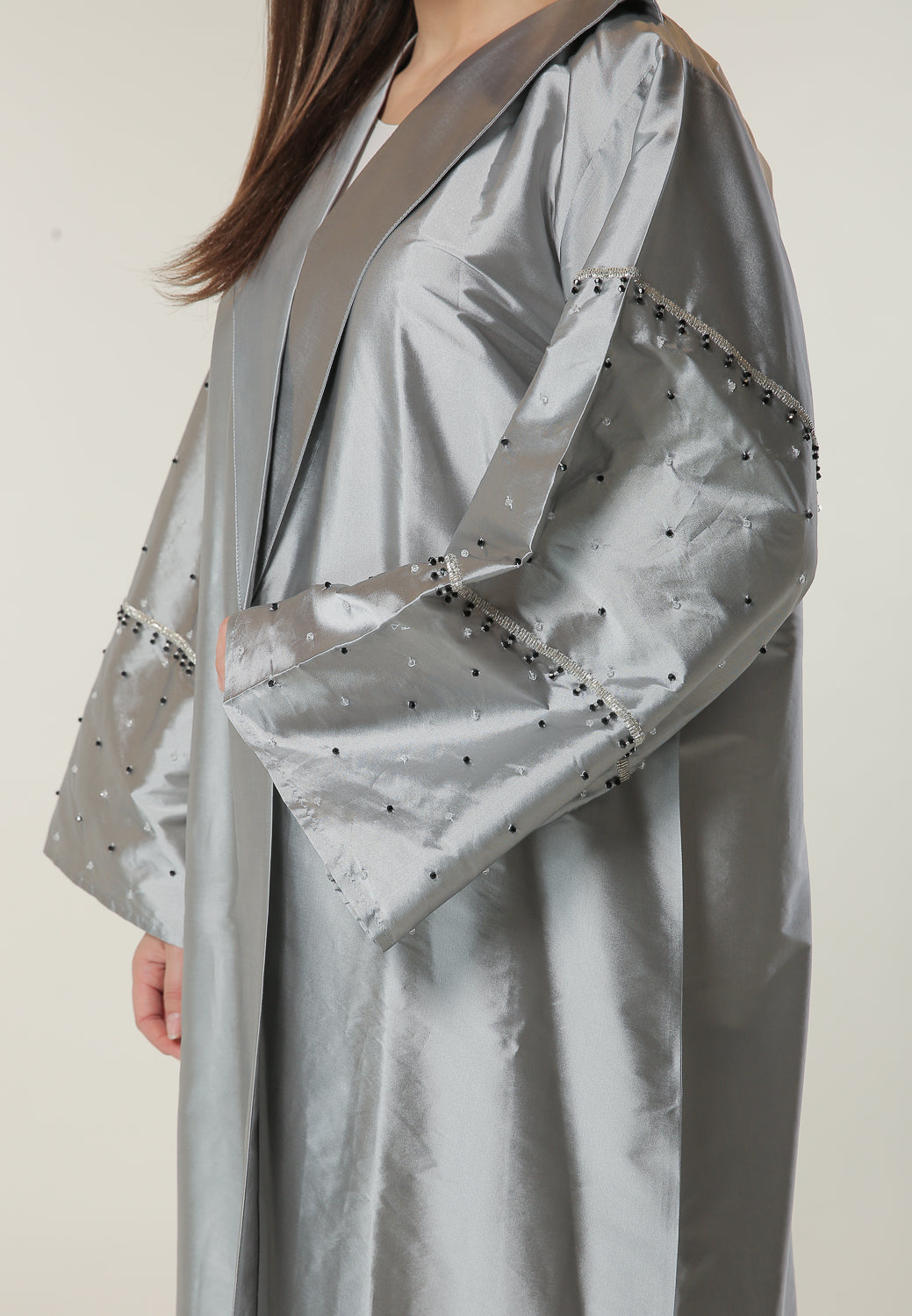 MOiSTREET Silver Formal Abaya (6701409861816)