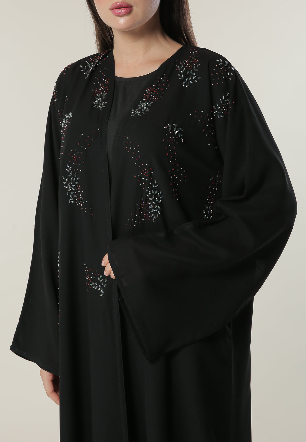 MOiSTREET Black Abaya with Abstract Handwork (6701409992888)