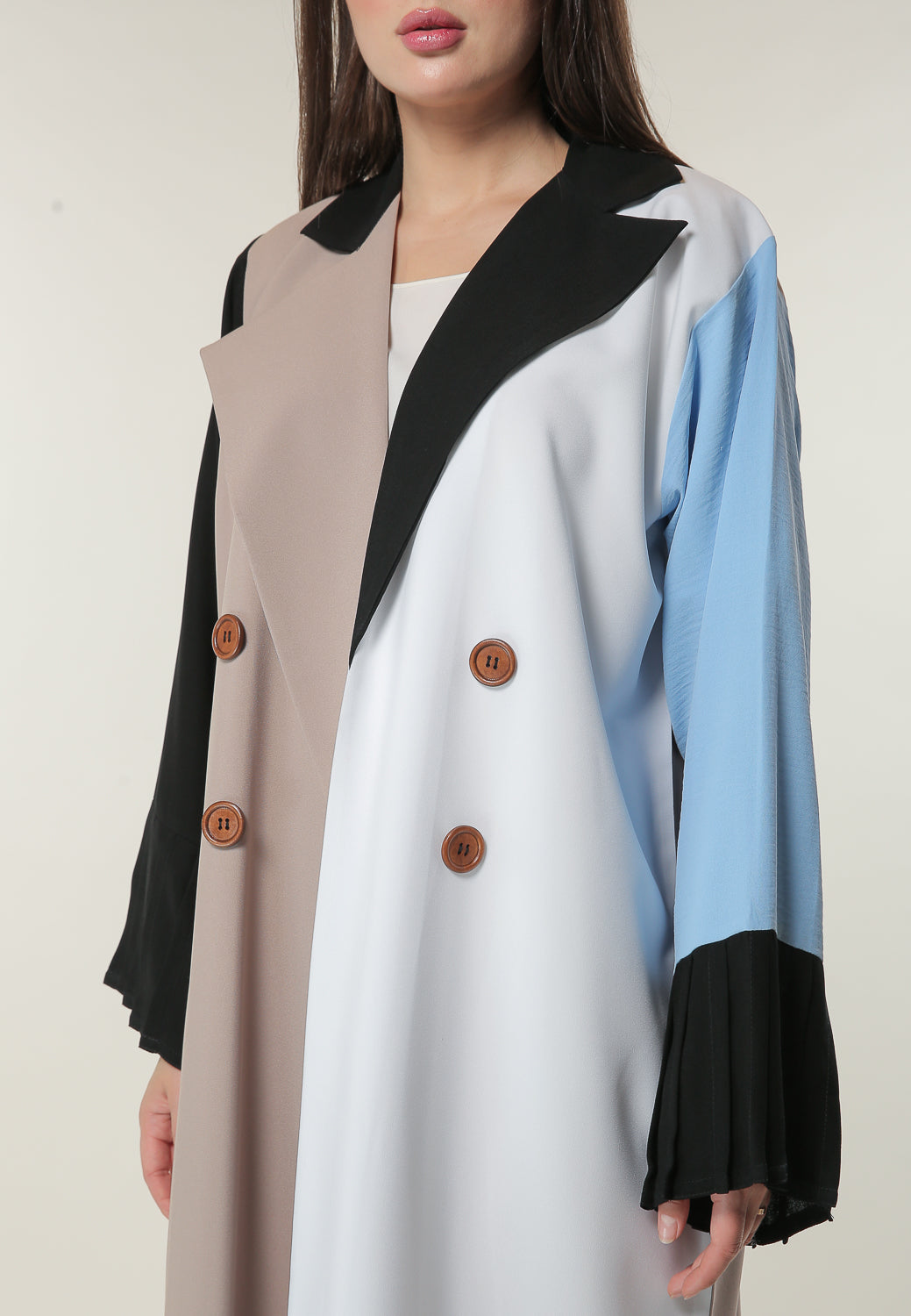 MOiSTREET Colorblock Trenchcoat Style Abaya (6701409042616)