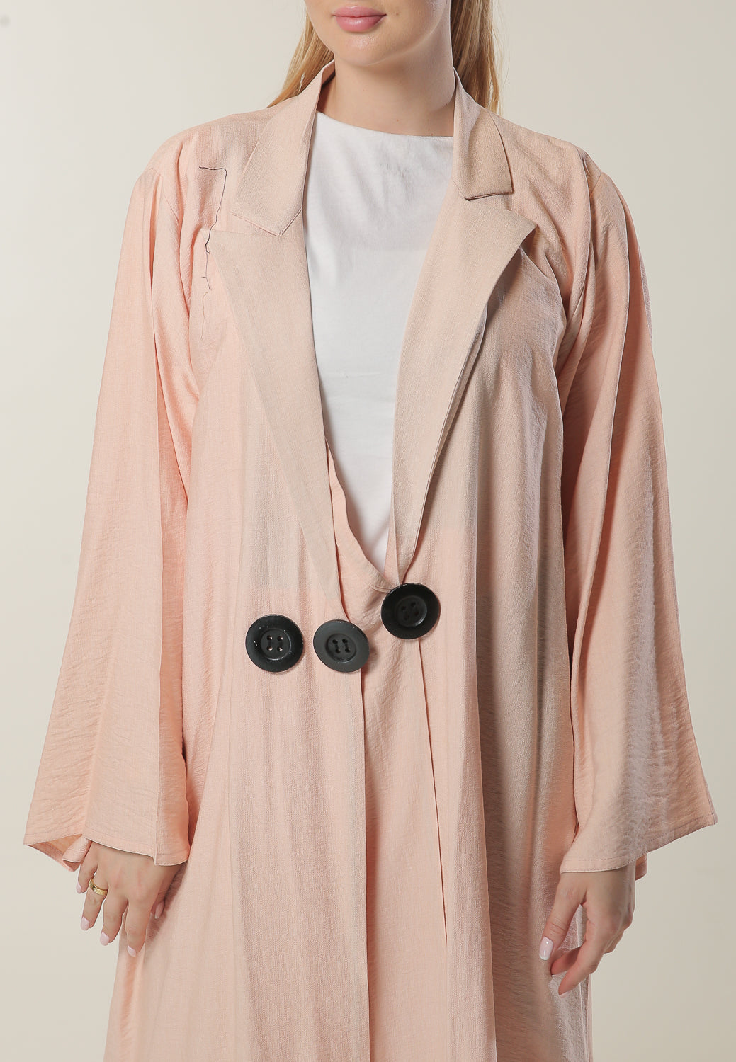 MOiSTREET Light Pink Coat Style Abaya (6701410123960)