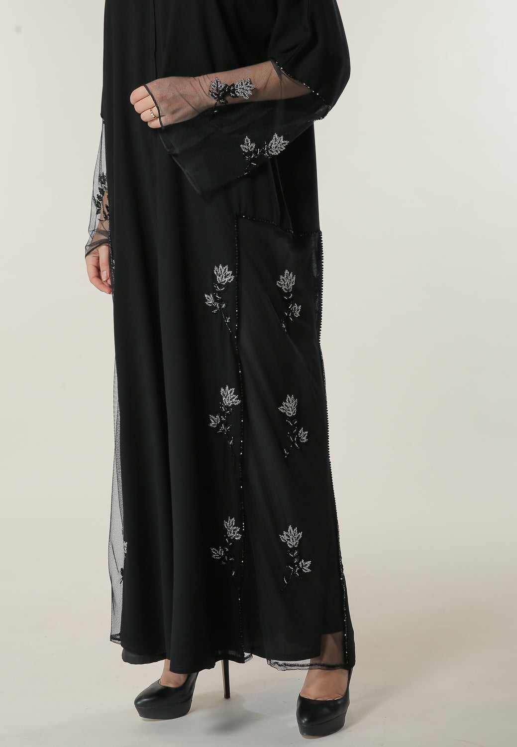 MOiSTREET  Hand Embroidered Motifs Abaya (6701410287800)