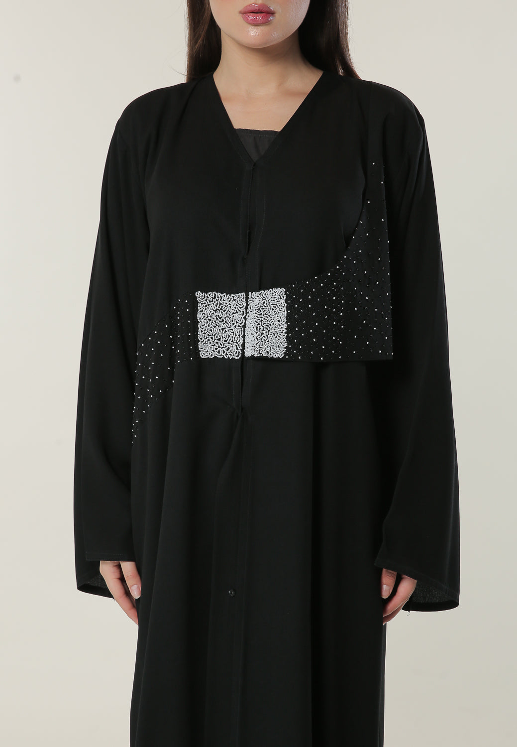 MOiSTREET Black Abaya with Handwork (6701409206456)