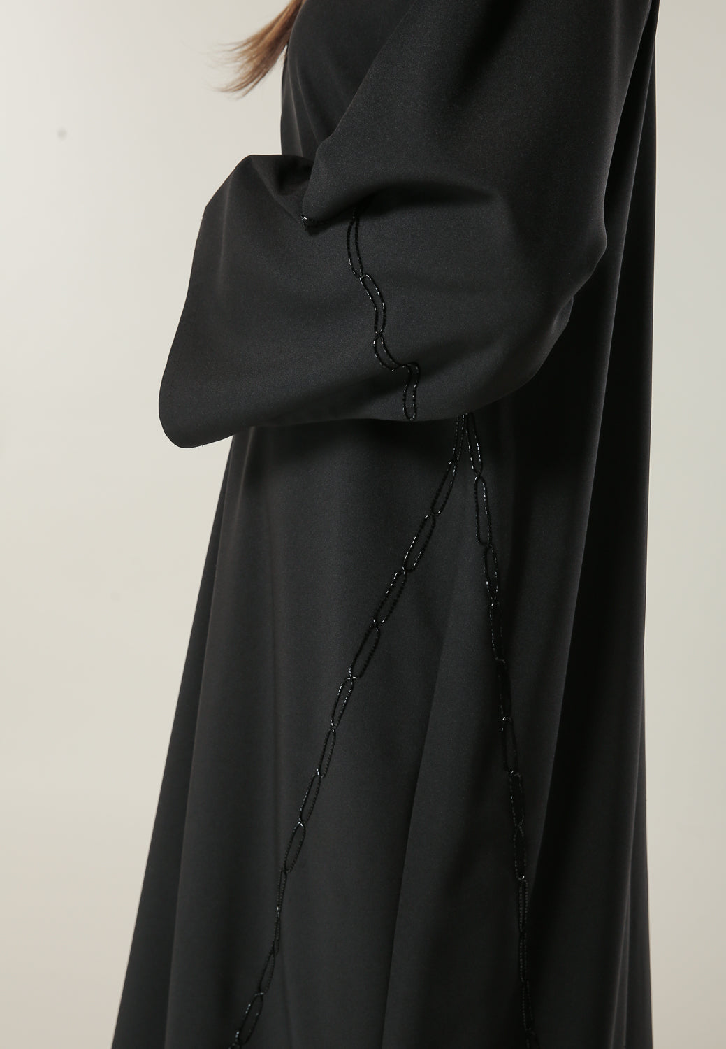 MOiSTREET Black Formal Abaya with Handwork (6701411795128)