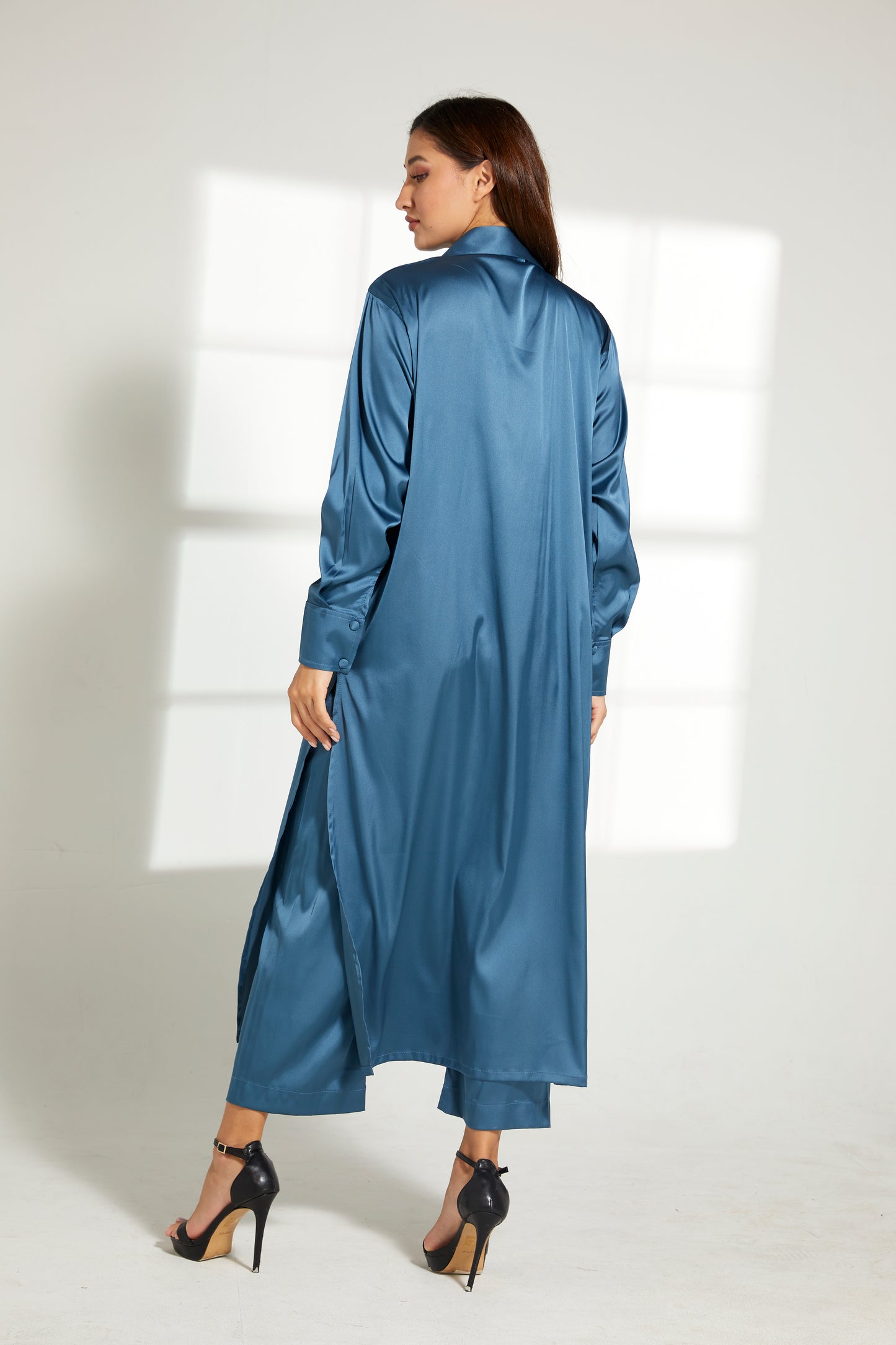 Copy of MOiSTREET Blue Silk Fabric With  Top and Pants Set (7822225342691)